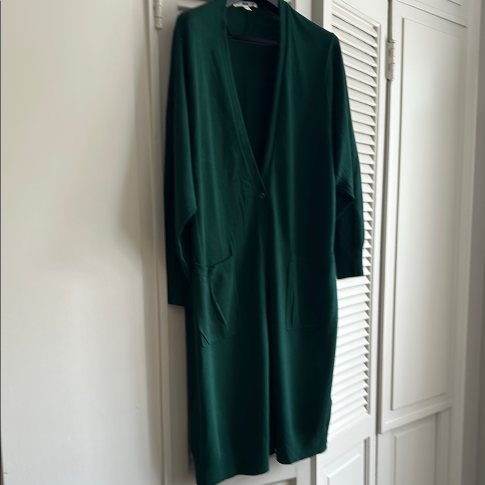 Uniqlo Hunter Green very Long  one ButtonOpen Cardigan